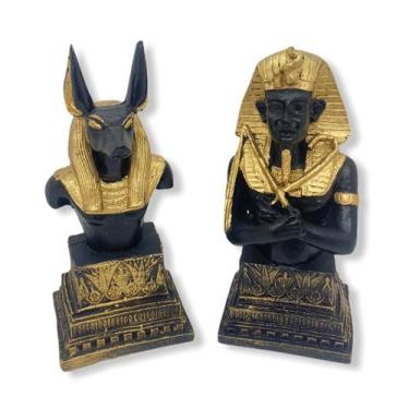 Imagem de Kit escultura busto do tutankamon e anubis 15 cm - Lua Mistica