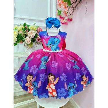 Imagem de Vestido Luxo Stitch E Lilo Colorido Glitter Festas - no-brand, 12