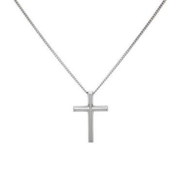 Imagem de Colar Masculino Cruz Clement Corrente De Aço Marshop