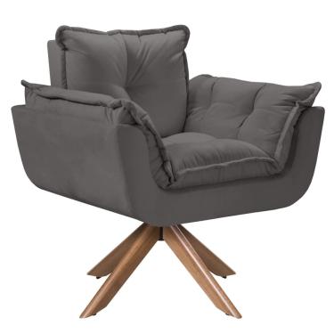 Imagem de Poltrona Opala Giratória Madeira Suede