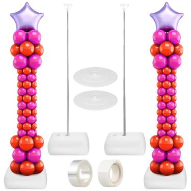 Imagem de NUOBESTY Floor Balloon Column Stand Balloon Arch Stand Garland Tower Assembly Kit Adjustable Poles with Bases Halloween Birthday Wedding Party Decorations 38-200cm