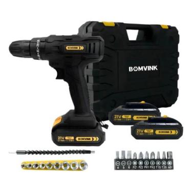 Imagem de Parafusadeira Furadeira Sem Fio Portátil Prof 21v 2 Baterias - BomVink