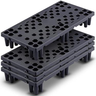 Imagem de Geelin 4 peças de paletes de plástico para armazenamento no porão, leve, à prova d'água, paletes de piso aninháveis, almofada de armazenamento interligada com grades respiráveis para armazém de loja