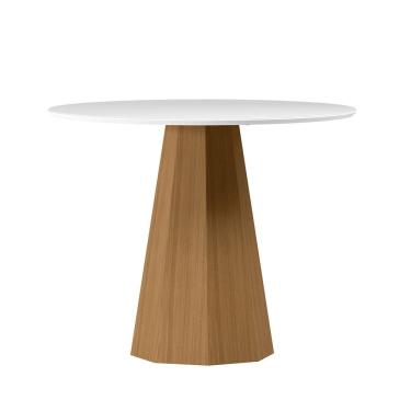 Imagem de Mesa Redonda 4 lugares Com Vidro de 100cm  Sem Cadeiras Isis Ype - Off White - New Ceval