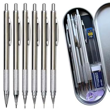 Imagem de Kit 5 Lapiseiras E Refil Grafites 0.3 0.5 0.7 0.9 1.3 2.0Mm