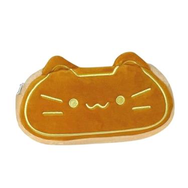 Imagem de Baoblaze Estojo de lápis de pelúcia fofo de gato, bolsa para caneta, meninos, meninas, escritório, desenho animado, mulheres, estiloso, para crianças/adultos, Amarelo