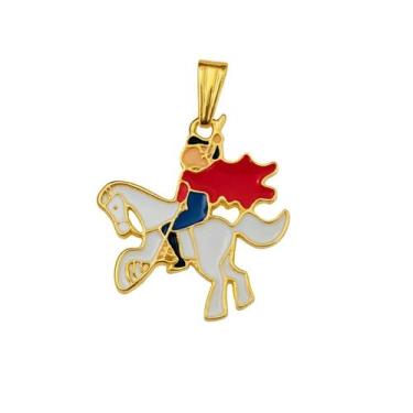 Imagem de Pingente Imagem São Jorge 3 cm Metal Banhado Dourado - Bialluz