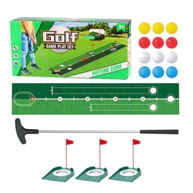 Imagem de Tapete Indoor de Golfe - Tapete De Putting De Golfe Para Crianças, de Prática com Tacos Buracos Bolas, Equipamento para Jogos ao Ar Livre em Acampamento Praia Jardim Quintal para Rapazes e Rapar