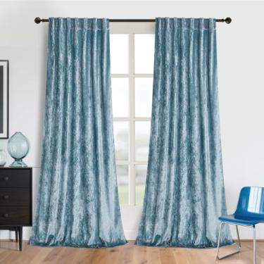 Imagem de Cortinas azul-claro 243,8 cm - Cortinas de escurecimento de quarto de luxo para sala de estar, painéis com isolamento térmico para janela grande, decoração de casa, pano de fundo macio para quarto, 52