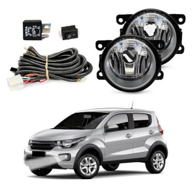 Imagem de Kit Farol de Milha para Mobi 2017 a 2026 Completo com Chicote Botão e Relê Auxiliar Neblina