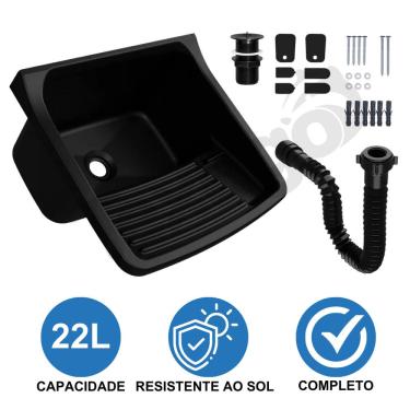 Imagem de Tanque Plástico Lavar Roupa 22L + Sifão Preto Astra TQ0SF/SC