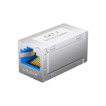 Imagem de 6 peças Cat7 Keystone Acoplador, Cat7 Keystone Jack acoplador em linha revestido RJ45 8P8C Cat7/Cat7A até 10Gbps para adaptador extensor de cabo Ethernet LAN