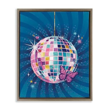 Imagem de Stupell Industries Arte de parede com bola de discoteca com borboleta marrom flutuante em tela emoldurada por Courtney Morgenstern, 80 x 63 cm