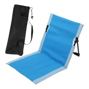 Imagem de YIJU Assento de chão dobrável para acampamento, leve, prático e confortável, cadeira de chão dobrável para banhos de sol, quintal, pesca e caminhadas, Azul Escuro