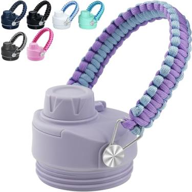 Imagem de Tampa mais forte para tampa YETI Rambler - 12 18 26 36 1,814 g, tampa de bico de alça de paracord feita à mão para YETI Rambler Top, junta destacável e alça - lilás