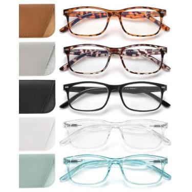 Imagem de Pacote de 5 óculos de leitura JOLISU para mulheres com filtro de luz a