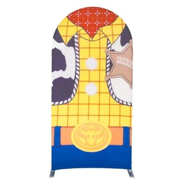 Imagem de Gaietya Capa de pano de fundo de arco de vaca menino Chiara para recém-nascidos, meninos, meninas, crianças, aniversário, desenho animado, herói, brinquedo, decoração de festa (2 x 1 m, sem moldura