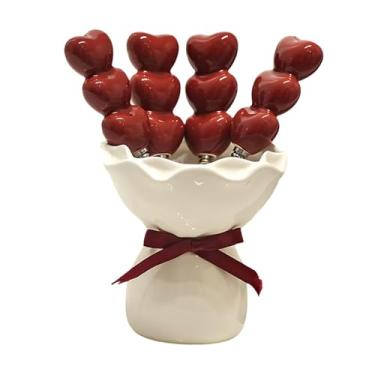 Imagem de Generic Garfo de frutas com suporte, palito de comida doce, pote de cerâmica criativo, conjunto de garfos de salada decorativos, aço inoxidável para, Pote de Creme