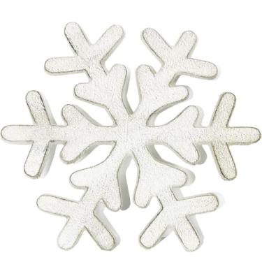 Imagem de Tinsow Trivet de ferro fundido de natal, porta-panelas de floco de neve branco, trivet de férias para decoração de cozinha de natal ou mesa de jantar com pés de borracha
