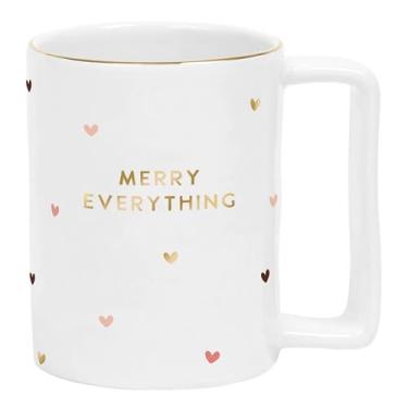 Imagem de Santa Barbara Design Studio Caneca de cerâmica natalina com detalhe de folha dourada, 473 ml, corações Merry Everything