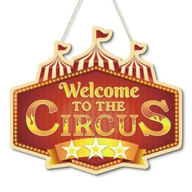 Imagem de Putuo Decor Placa de parede de circo "Welcome to The Circus" MDF para pendurar, arte de parede com tema de carnaval vintage para quarto infantil, festa, sala de aula, sala de jogos