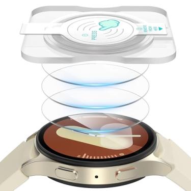 Imagem de Landhoo Pacote com 3 protetores de tela para Samsung Galaxy Watch 7 de 40 mm com kit de instalação de alinhamento automático, antiarranhões, película protetora de vidro temperado HD sem bolhas para