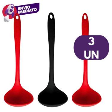 Imagem de Kit Concha Silicone Maciço Para Feijão Sopa Caldo Creme Resistente Coz
