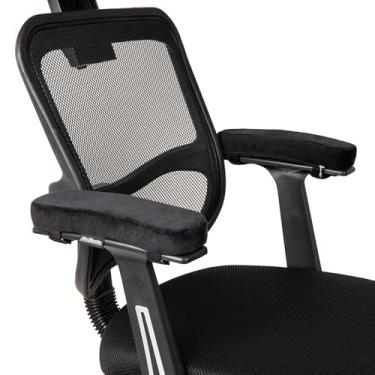 Imagem de Mind Reader Almofadas de apoio de braço de espuma viscoelástica Air-Cloud, apoios de braço para cadeira de escritório e jogos, suporte de cotovelo com capa lavável, preto