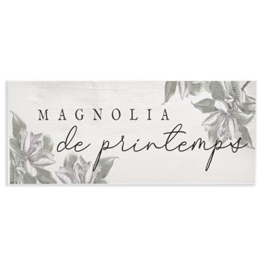 Imagem de Stupell Industries Design artístico de placa de parede com frase francesa de magnólia de primavera por Lil' Rue, 18 x 43 cm
