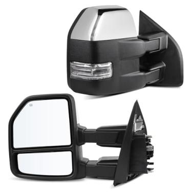 Imagem de LLPTA Espelhos de reboque Drive & Paasenger com espelho Spotter inferior - Compatível com Ford F150 2015-2018 - Espelhos retrovisores laterais de seta aquecidos ajustáveis - Cromado