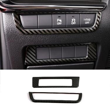 Imagem de KELEIMAI Acessórios de carro adequados para Mazda 3 Axela 2019-2023 2024 2025 Interior I-Stop Switch Painel de Controle Moldura de Acabamento (Estilo Fibra de Carbono) Aço Inoxidável 2 PCS
