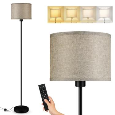 Imagem de Lâmpadas de chão para sala de estar, luminária de chão regulável contínua com controle remoto, 2700K-6500K cores temperatura e brilho ajustáveis, 10W/1200LM lâmpada de chão de LED de juta, lâmpada de