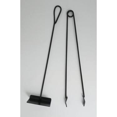 Imagem de Conjunto Para Manuseio de Lareira e Churrasqueira 2 Peças Preto em Fer