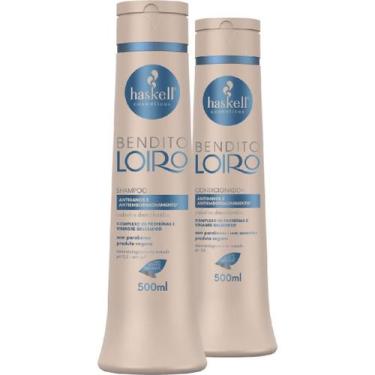 Imagem de Kit Haskell Bendito Loiro Shampoo Condicionador 500ml Tratamento Cabel