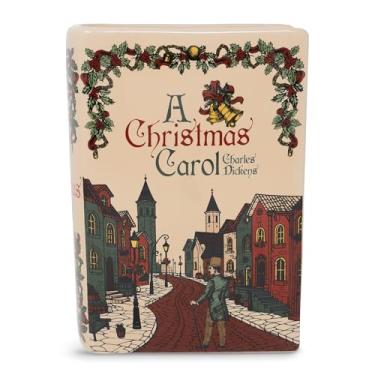 Imagem de Vaso decorativo grande em forma de livro original da Steel Mill & Co, vasos de cerâmica para decoração de casa, linda decoração de estante, vaso exclusivo para amantes de livros (uma canção de Natal)