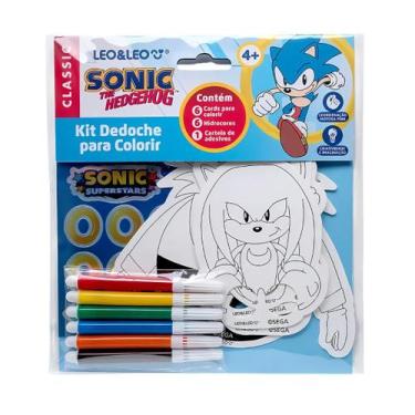 Imagem de Kit Dedoche Sonic para Colorir + Canetinha - Leonora
