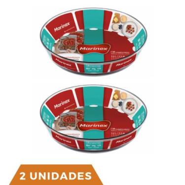 Imagem de 2 Assadeiras Vidro Redonda2,4L Assados Doces Tortas Marinex - NADIR FI