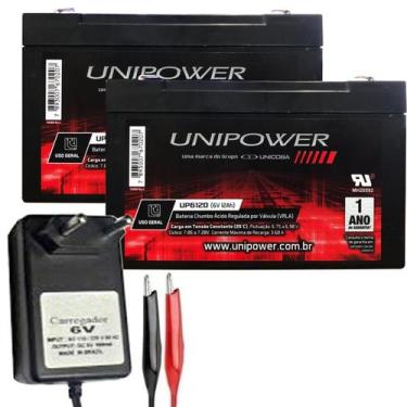 Imagem de Baterias 6v 12ah + Carregador Bivolt 6v Brinquedo Carro Moto Elétrica 