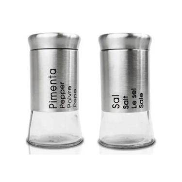 Imagem de Kit Saleiro e Pimenteiro Aço Inox 2 Peças Unyhome UD191902