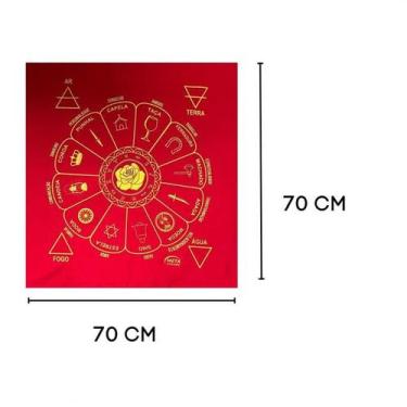 Imagem de Toalha Tecido Jogo De Cartas Cigana 70 X 70 Cm Vermelha - Meta Atacado
