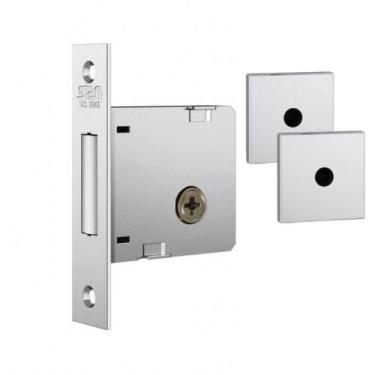 Imagem de Fechadura Auxiliar Trava Stam 1004 Inox Roseta Quadrada Cromado - STAM