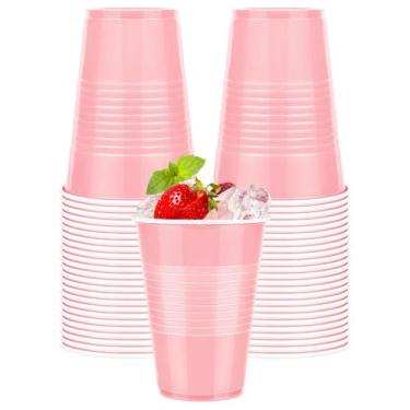 Imagem de Copos descartáveis WYTAOHZL 16 onças de plástico rosa, pacote com 50