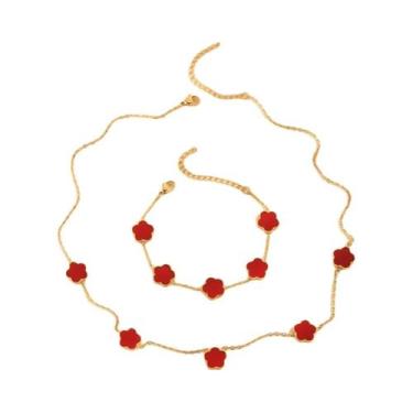 Imagem de Conjunto De Joias De Trevo De Cinco Folhas Da Sorte Para Mulheres, Com