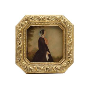 Imagem de Porta-retratos YULINK Vintage 3x3, pequeno octógono dourado antigo