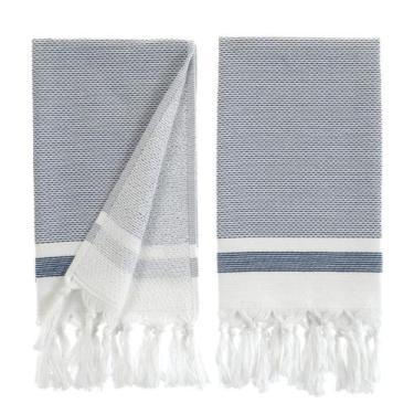 Imagem de Toalhas de mão seam me at home, conjunto de 2 de algodão turco (azul m