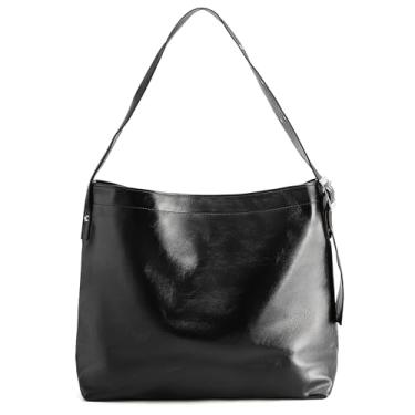 Imagem de NEWBELLA Bolsa Hobo feminina de couro vegano - Bolsa de ombro leve e macia ou bolsa transversal para trabalho e uso diário, Preto-médio, Casual