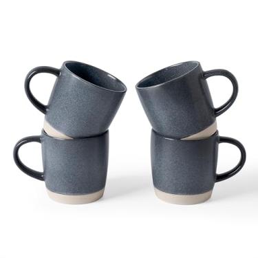 Imagem de famiware Conjunto de 4 canecas de café, conjunto de canecas Milkyway 368 g, conjunto de copos de cerâmica com alça para café, chá, cacau, leite, carvão escuro fosco