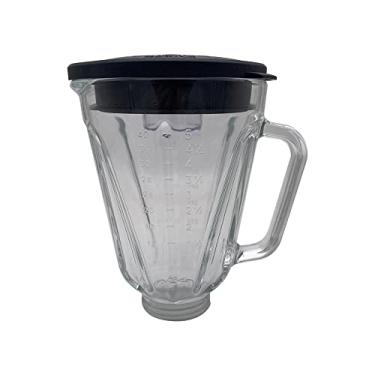 Imagem de 5 Cup Round Glass Blender Jar with lid，Compatible with Hamilton Beach Blenders MODEL 522252/50200/52204/54200/54220/54221, Cuisinart SPB-10/SPB-7/SPB-10CH/SPB-10BC/BFP-703/BFP-703CH (5 cups)
