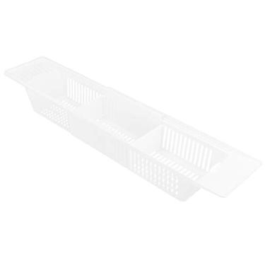 Imagem de Depisuta Prateleira Expansível de Banho, Bandeja de Banheira de Plástico Organizador de Bandeja de sobre Prateleiras de Banheira, para Toalha, Livro, Vinho,Telefone