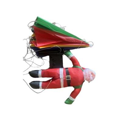 Imagem de Vaveren Decorações de Natal Papai Noel Paraquedas Luz Movida a Energia Solar Pendurado para Árvore de Natal, Branco Branco